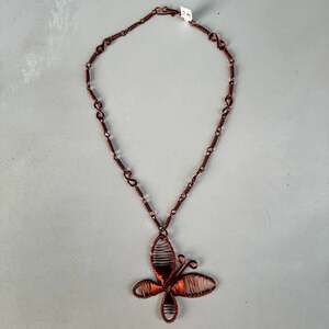 Handmade Wire Wrapped Butterfly Pendant Necklace Whimsygoth Style